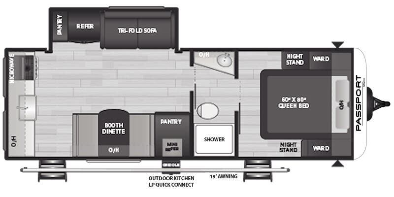 floorplan image of 2025 KEYSTONE RV PASSPORT SUPER LITE 2450 RK